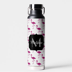 Dark Pink faux shiny glitter sparkles Monogram Wat Water Bottle