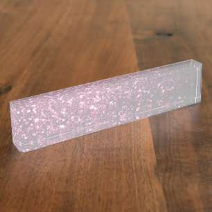 Dark Pink faux shiny glitter sparkles Nameplate