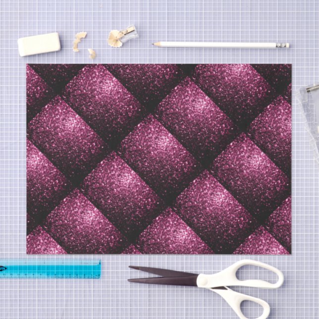Dark Pink faux shiny glitter sparkles pattern Tissue Paper (Craft)