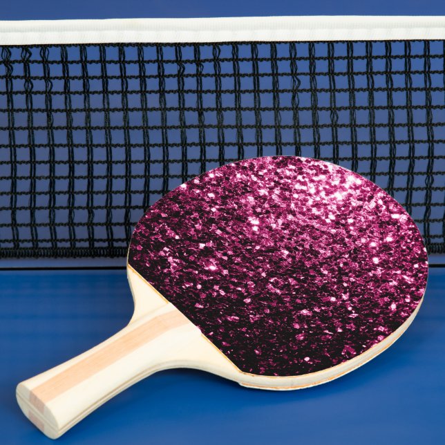 Dark Pink faux shiny glitter sparkles Ping Pong Paddle (Insitu)