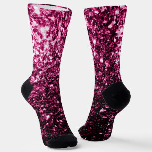 Dark Pink faux shiny glitter sparkles Socks