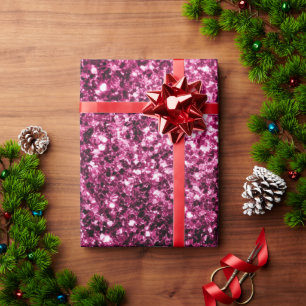 Dark Pink faux shiny glitter sparkles Wrapping Paper