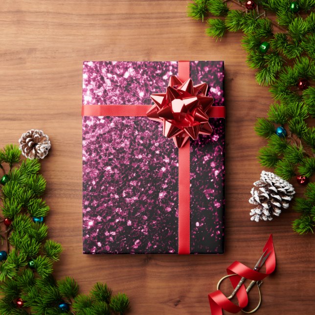 Dark Pink faux shiny glitter sparkles Wrapping Paper (Holiday Gift)