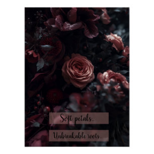 Dark pink Floral Inspirational glossy poster