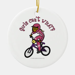 Dark Pink Girls BMX Ceramic Ornament