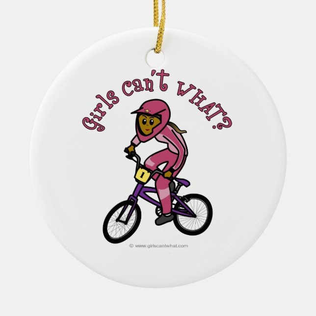 Dark Pink Girls BMX Ceramic Ornament (Front)