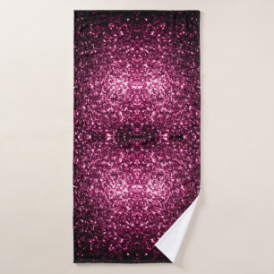 Dark Pink glitter sparkles Bath Towel
