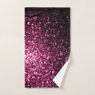 Dark Pink glitter sparkles Hand Towel