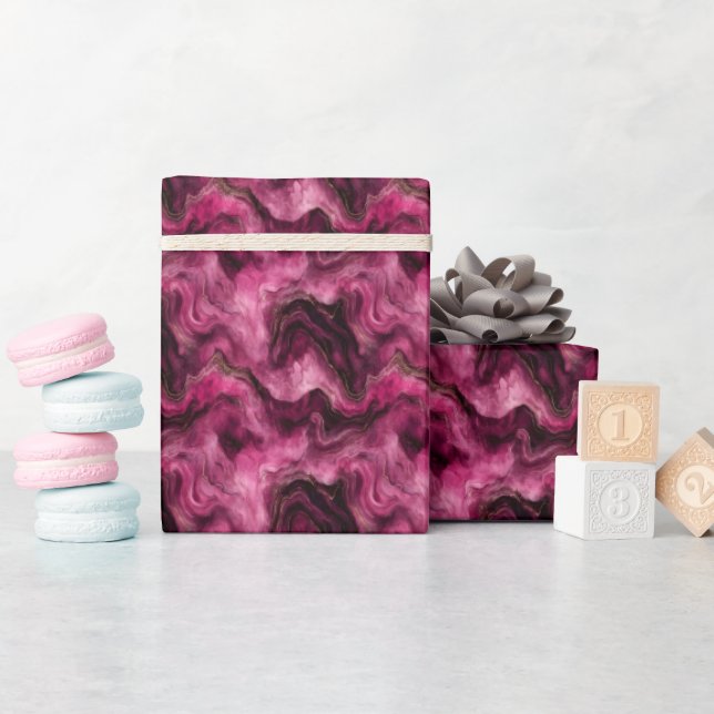 Dark Pink & Gold Marble  Wrapping Paper (Baby Shower)