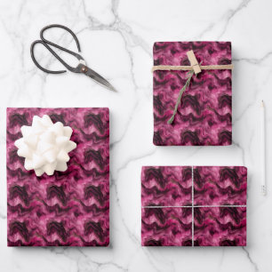 Dark Pink & Gold Marble Wrapping Paper Sheet