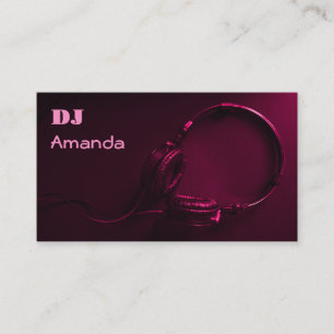 Dark Pink Headphones DJ's Business Card