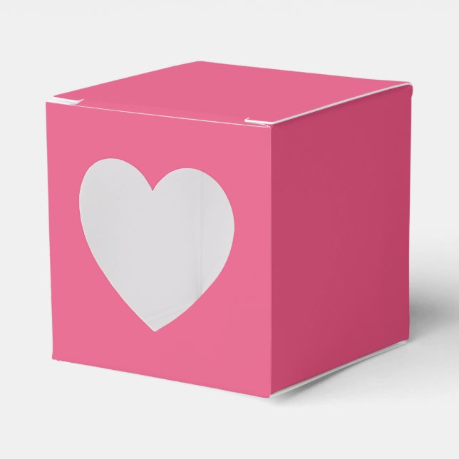 Dark Pink Heart Favour Box (Front Side)