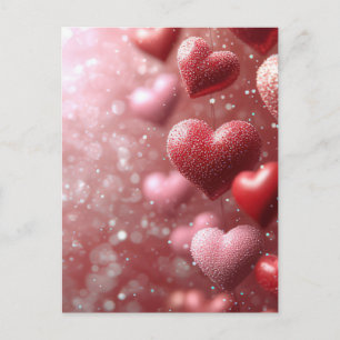 Dark pink Hearts Valentine's Greeting Postcard