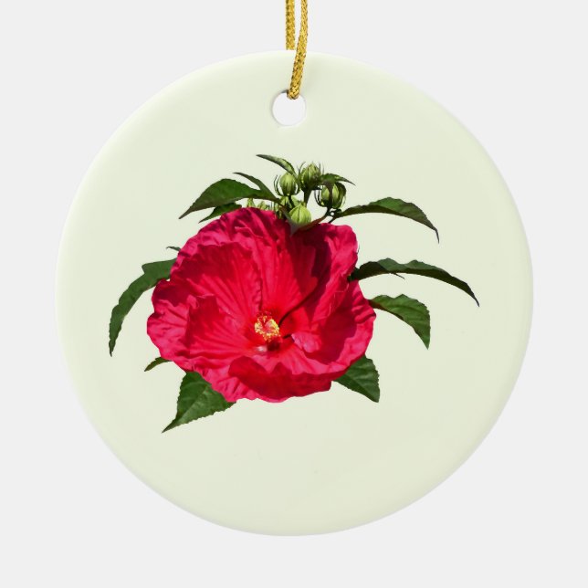 Dark Pink Hibiscus Ceramic Ornament (Front)