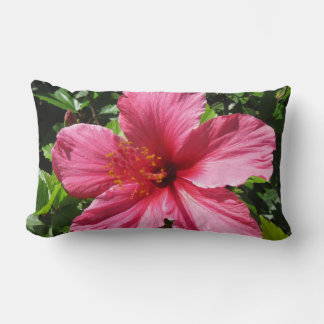 Dark Pink Hibiscus Lumbar Cushion