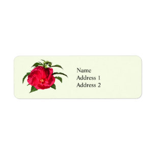 Dark Pink Hibiscus Return Address Label