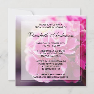 Dark Pink Hydrangea Bridal Shower Invitation