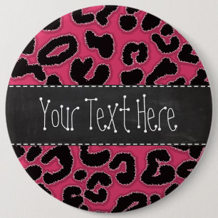 Dark Pink Leopard Animal Print; Chalk look 6 Cm Round Badge