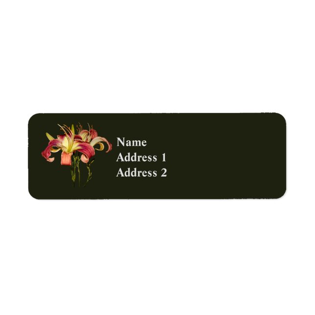 Dark Pink Lilies With Yellow Centres Return Address Label (Front)