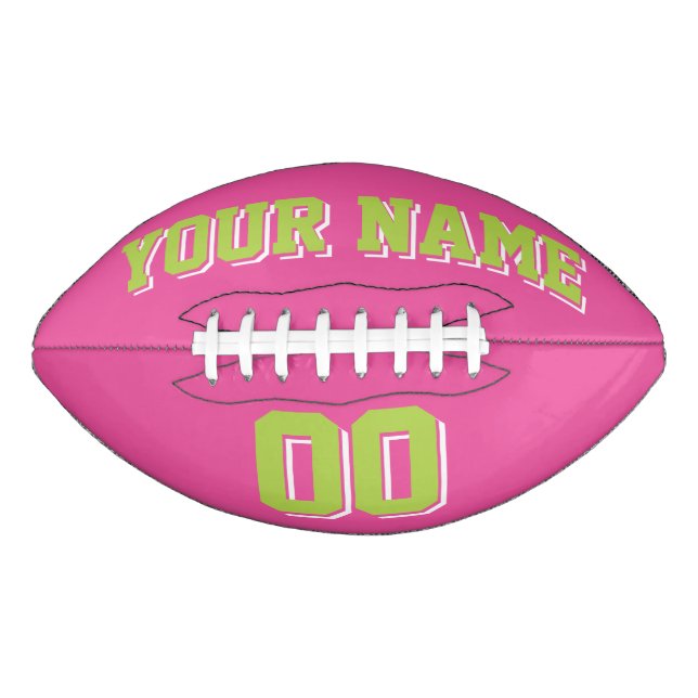 DARK PINK LIME GREEN AND WHITE Custom Football (Front)