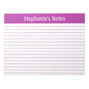 Dark Pink Lined 11 x 8.5 Landscape Personalised Notepad