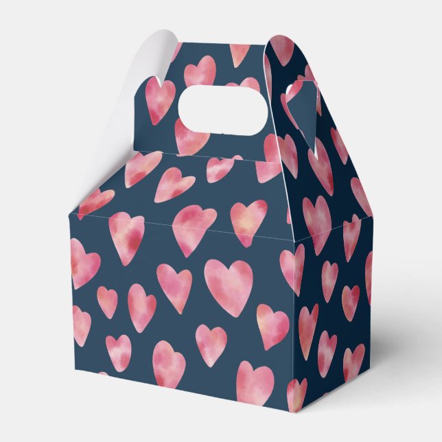 Dark Pink Love Heart pattern Favour Box (Front Side)