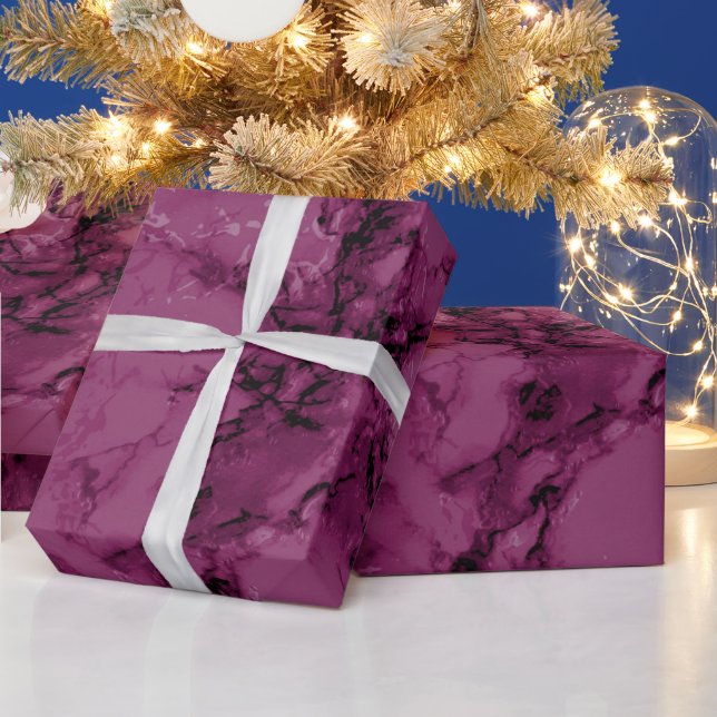 Dark Pink Marble Texture 2 Wrapping Paper (Holidays)