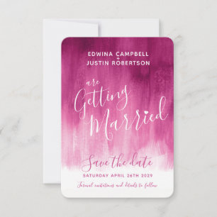 Dark pink modern abstract art save the date cards