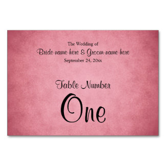 Dark Pink Mottled Pattern Wedding Table Number