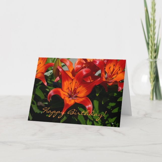 Dark-Pink Orange Lily Card (Front)
