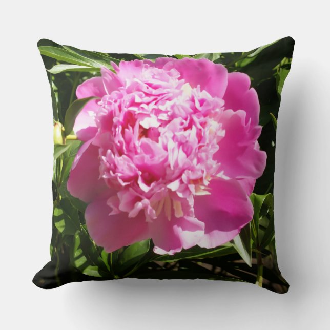Dark pink peonies cushion (Front)