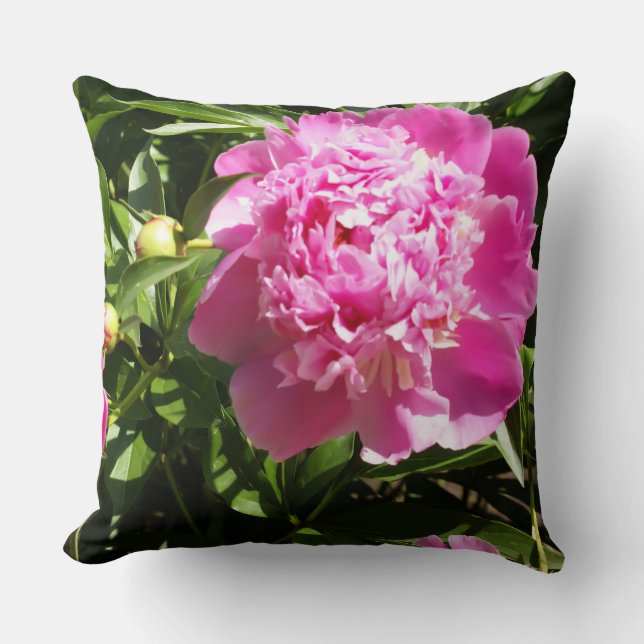 Dark pink peonies  cushion (Front)