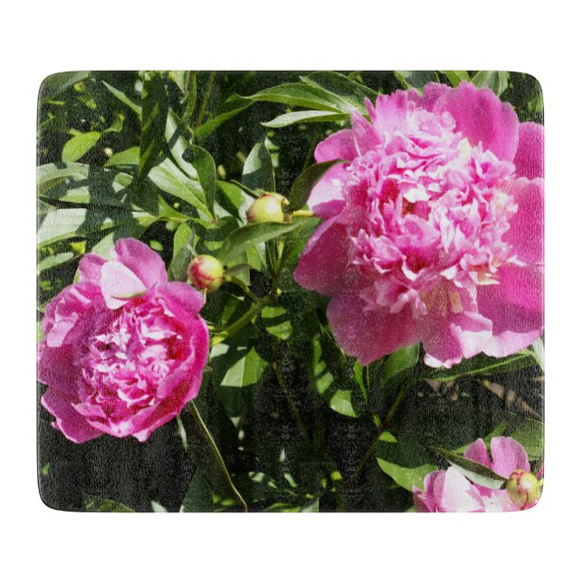 Dark pink peonies  cutting board (Front)
