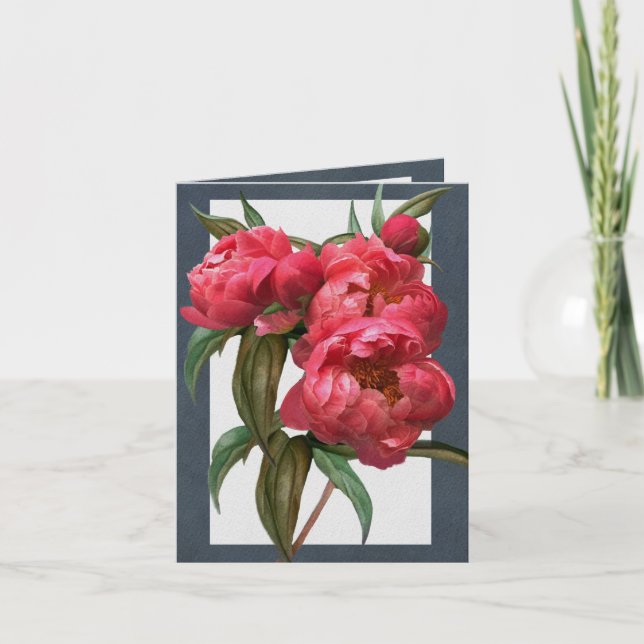 Dark Pink Peonies Greeting Card (Front)