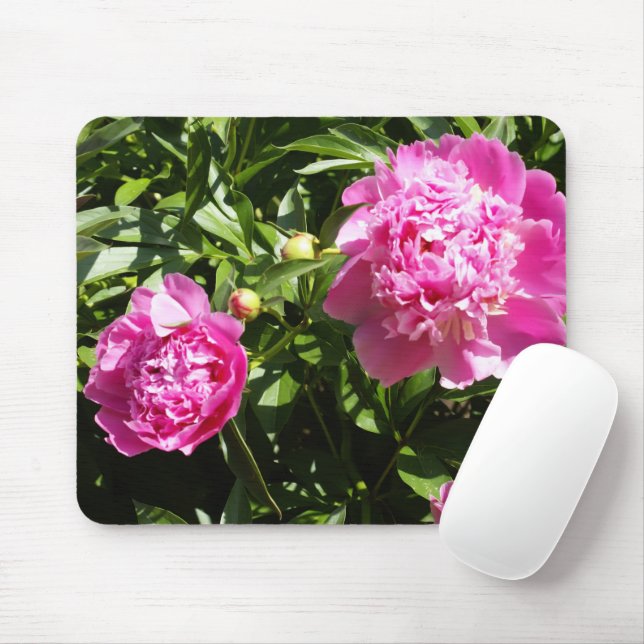 Dark pink peonies  mouse pad (With Mouse)