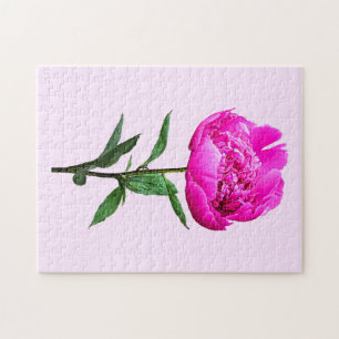 Dark Pink Peony Jigsaw Puzzle