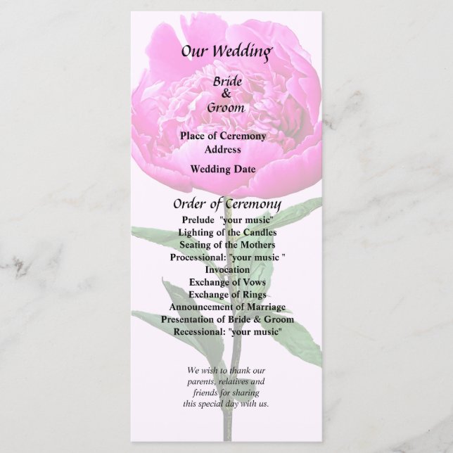 Dark Pink Peony Program (Front)