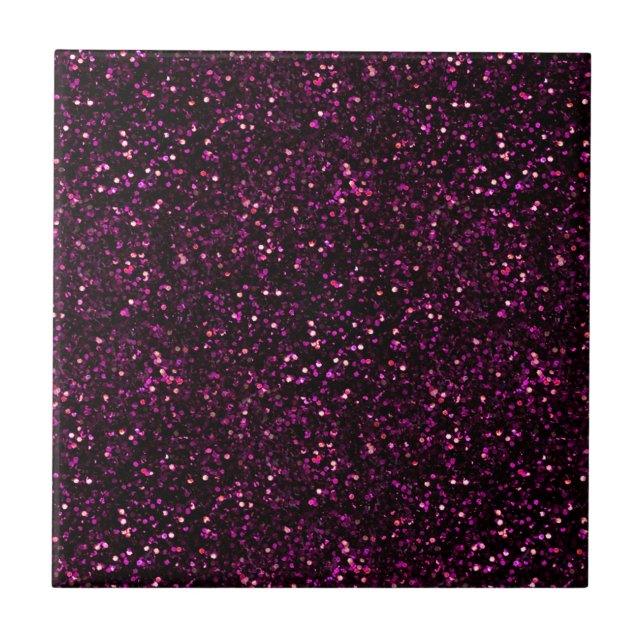 Dark Pink Posh Glitter Ceramic Tile (Front)