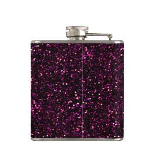 Dark Pink Posh Glitter Hip Flask