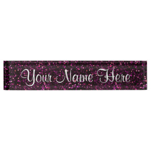 Dark Pink Posh Glitter Nameplate