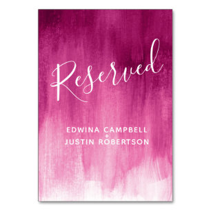 Dark pink red abstract modern art table reserved number