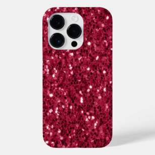 Dark pink red magenta faux sparkles glitters Case-Mate iPhone 14 pro case