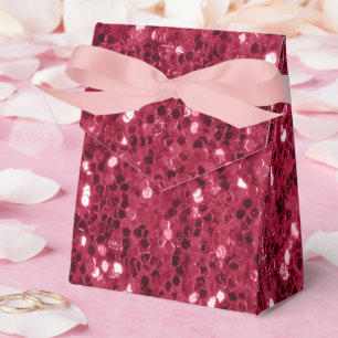 Dark pink red magenta faux sparkles glitters favour box