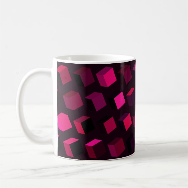 Dark Pink Rhombus: Gradient Abstract decor Coffee Mug (Left)