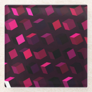 Dark Pink Rhombus: Gradient Abstract decor Glass Coaster