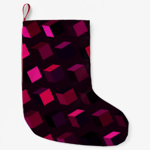 Dark Pink Rhombus: Gradient Abstract decor Small Christmas Stocking