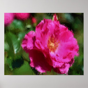 Dark Pink Rose Flower Art Poster