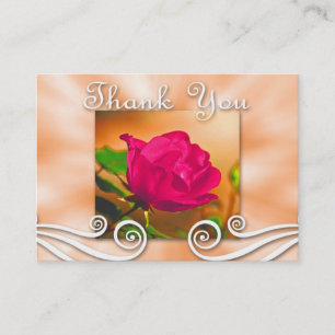 Dark Pink Rose Thank you Business Card