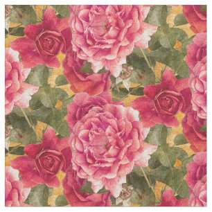 Dark Pink Roses Floral Pattern Fabric