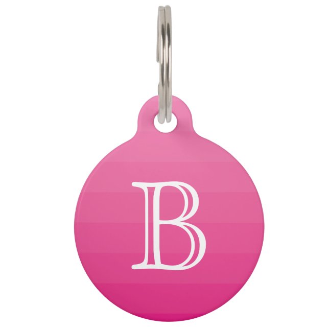 Dark Pink Shades Monogram Initial Pet Tag (Front)